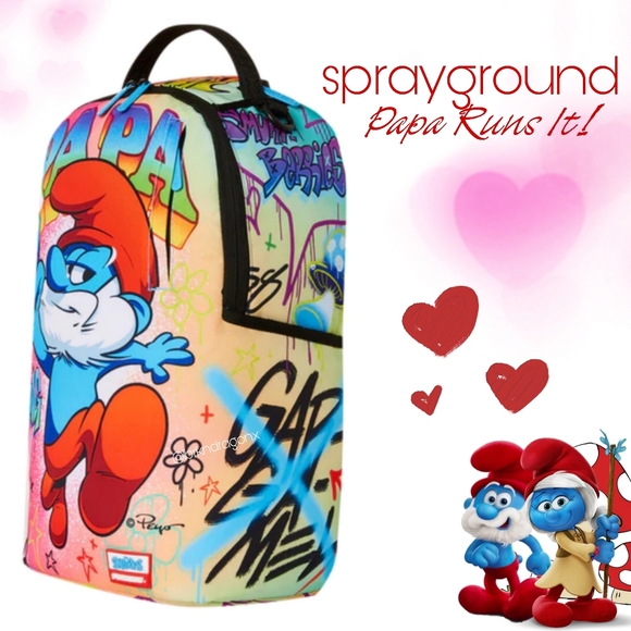 NWT Papa Smurf Large Backpack Sprayground Laptop Ready Travel School Bag Smurfs - Picture 8 of 15